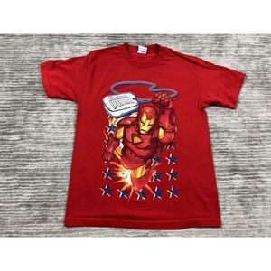 VintageMarvel Invincible Iron Man Shirt Red‎ Medium Avengers Hero 2000 Y2K